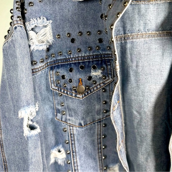 POL Jackets & Coats Designer Pol Boho Chic Metal Rivet Jean Jacket